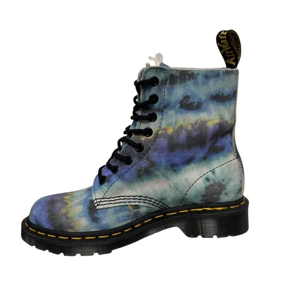 Dr Marten 1460 Pascal Tie Dye Leather Lace Up Boots Suede Blue 6