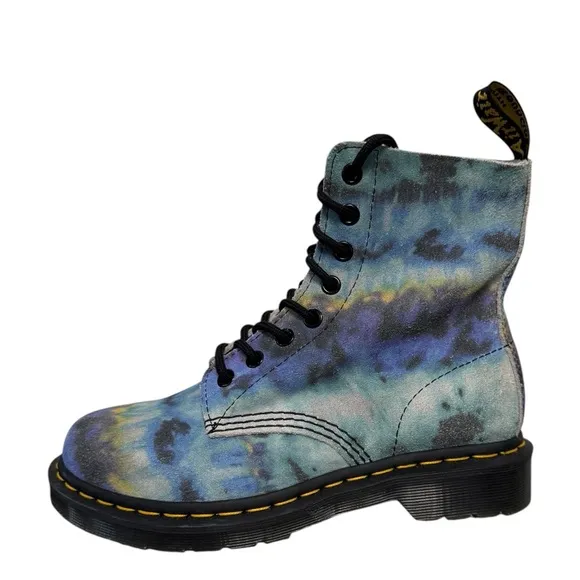 Dr Marten 1460 Pascal Tie Dye Leather Lace Up Boots Suede Blue 6