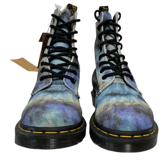 Dr Marten 1460 Pascal Tie Dye Leather Lace Up Boots Suede Blue 6