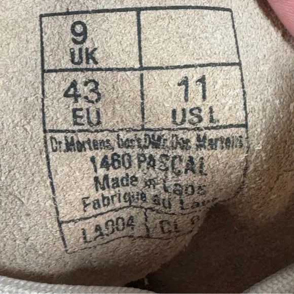 Dr. Martens 1460 Pascal Virginia Leather Boots Taupe Women's Size 11
