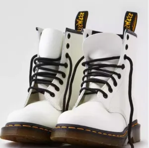 Dr. Martens 1460 Patent Leather Lace Up White Boots