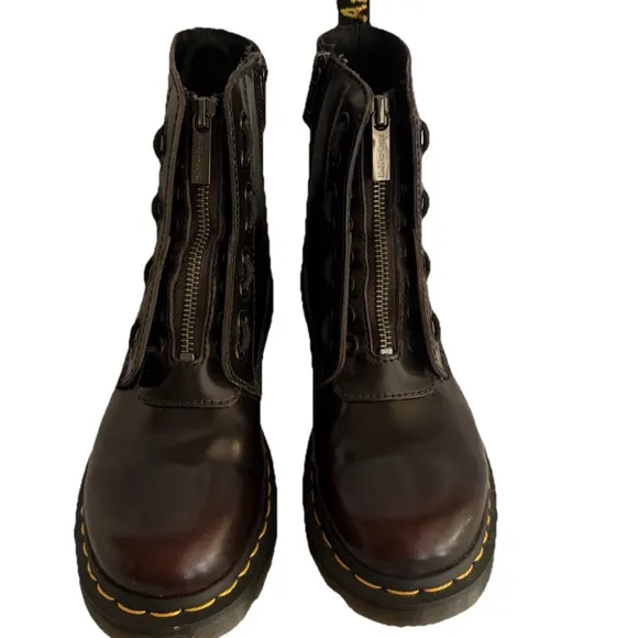 DR. MARTENS 1460 Twin Zip Combat Boots Women’s Girls Brown Size 6 Worn Once