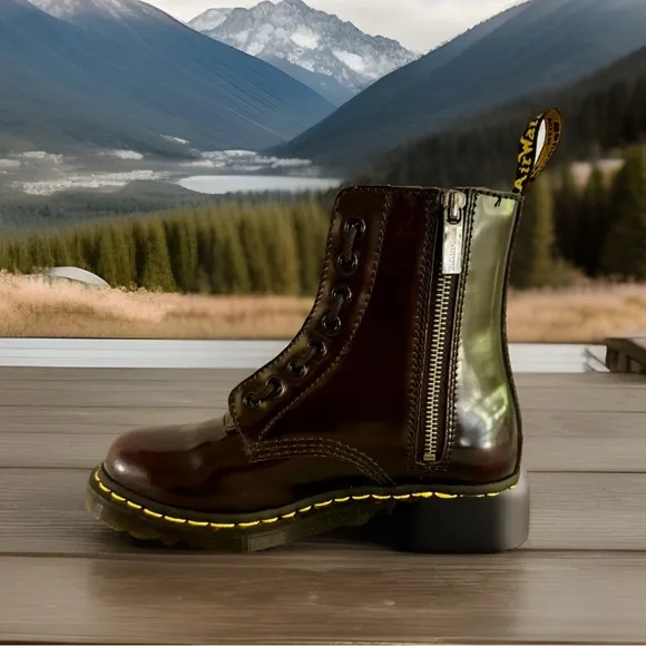 DR. MARTENS 1460 Twin Zip Combat Boots Women’s Girls Brown Size 6 Worn Once