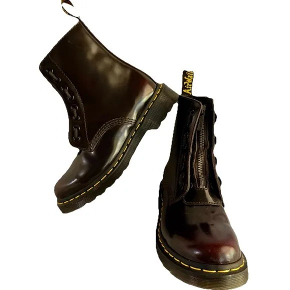 DR. MARTENS 1460 Twin Zip Combat Boots Women’s Girls Brown Size 6 Worn Once