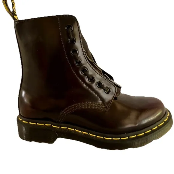 DR. MARTENS 1460 Twin Zip Combat Boots Women’s Girls Brown Size 6 Worn Once