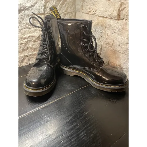 Dr. Martens 1460 Womens Patent Leather Combat Boots in Black, Size 8 US8 EU39