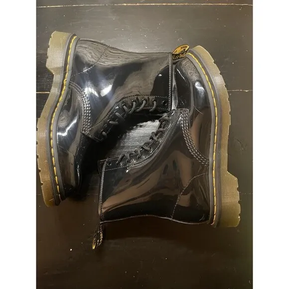 Dr. Martens 1460 Womens Patent Leather Combat Boots in Black, Size 8 US8 EU39