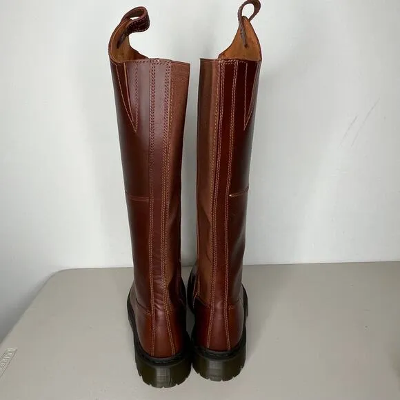 Dr. Martens Amaayah Brown Leather Square Toe Knee High Riding Boots 6