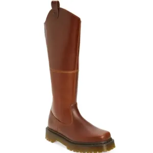 Dr. Martens Amaayah Brown Leather Square Toe Knee High Riding Boots 6