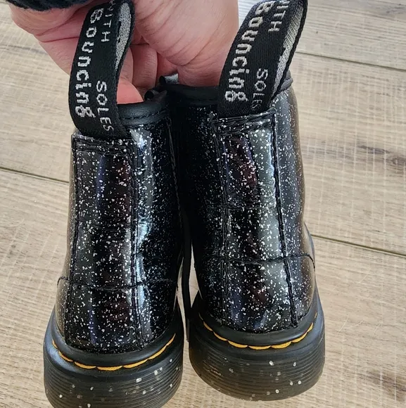 Dr Martens Black 1460 Glitter Lace Up Boots Toddler 7C