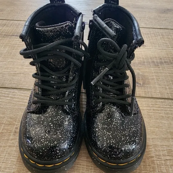 Dr Martens Black 1460 Glitter Lace Up Boots Toddler 7C
