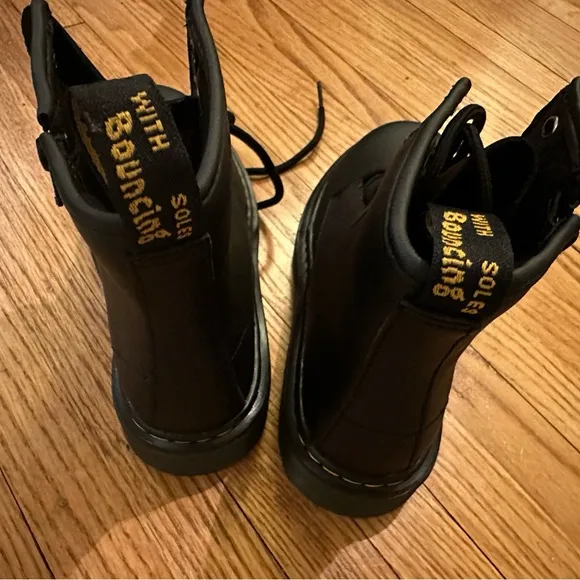 Dr. Martens Black Leather Kid's Boots
