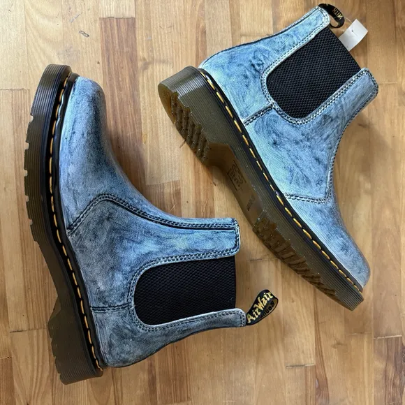 Dr. Martens Chelsea Boots Denim Jeans Look Custom Painted Blue Size 8 NWOB