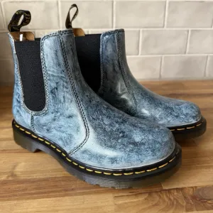 Dr. Martens Chelsea Boots Denim Jeans Look Custom Painted Blue Size 8 NWOB