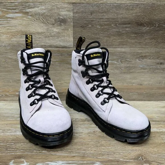 Dr. Martens Combs Suede Chalk Pink Combat Boot Women's Size 7