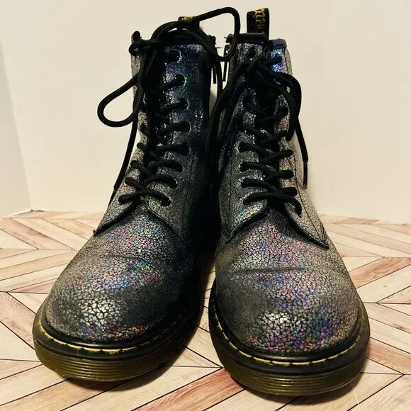 Dr. Martens Delaney YIE Boots Women's 6 Cosmic Glitter Combat Doc Sparkly Zip Up