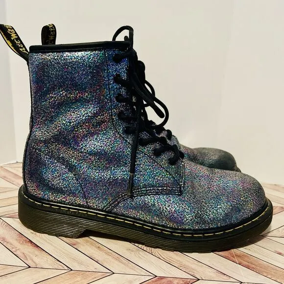 Dr. Martens Delaney YIE Boots Women's 6 Cosmic Glitter Combat Doc Sparkly Zip Up