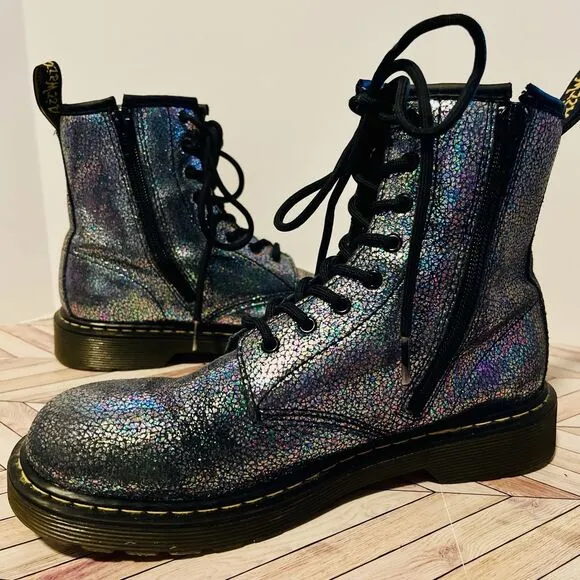 Dr. Martens Delaney YIE Boots Women's 6 Cosmic Glitter Combat Doc Sparkly Zip Up