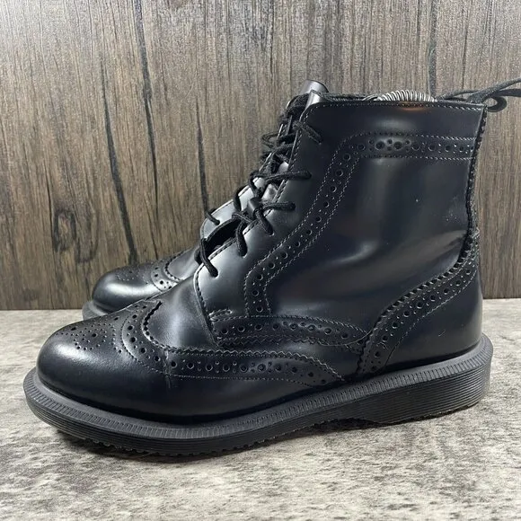 Dr Martens Delphine Boots Black Leather Women’s Size 5 US 36 EU