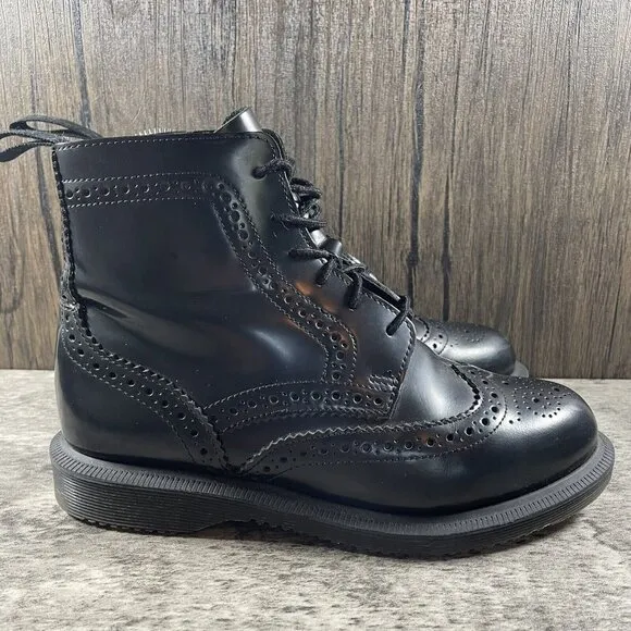 Dr Martens Delphine Boots Black Leather Women’s Size 5 US 36 EU