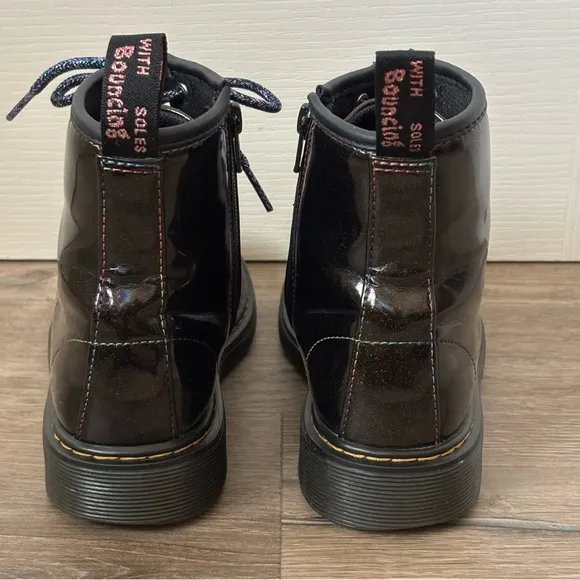 Dr. Martens Junior 1460 Sparkle Rays Lace Up Boots in Black Girls Size 5