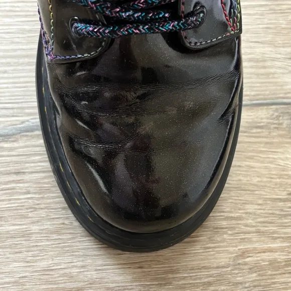 Dr. Martens Junior 1460 Sparkle Rays Lace Up Boots in Black Girls Size 5