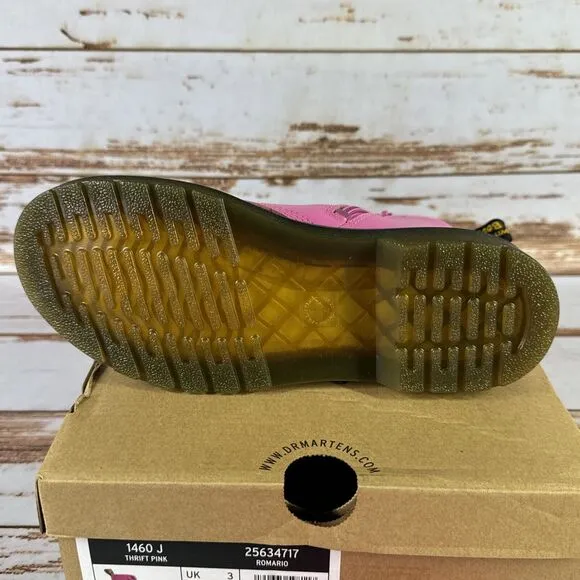 Dr. Martens Juniors Size 5 Thrift Pink Leather Combat Boots 1460 J