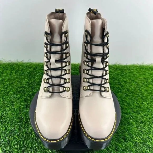 Dr. Martens Leona Women Size 6 Vintage Taupe Sendal Leather Heeled Boots NEW
