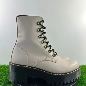 Dr. Martens Leona Women Size 6 Vintage Taupe Sendal Leather Heeled Boots NEW