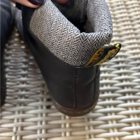 Dr. Martens Maelly Black Leather with Houndstooth High Top Ankle Boots