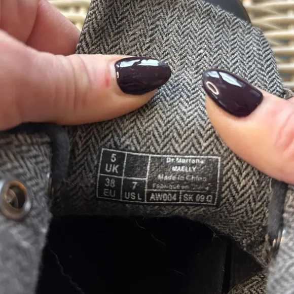 Dr. Martens Maelly Black Leather with Houndstooth High Top Ankle Boots