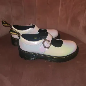 Dr. Martens Mary Jane Bex Pearl Iridescent Shoes Floral Buckle Youth Size 13