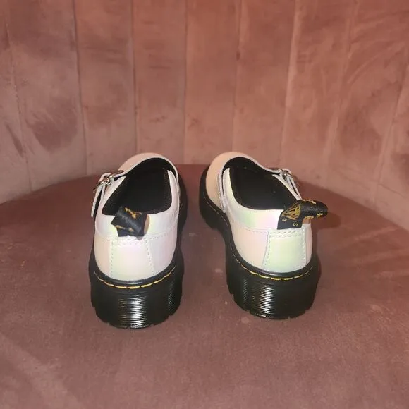 Dr. Martens Mary Jane Bex Pearl Iridescent Shoes Floral Buckle Youth Size 13