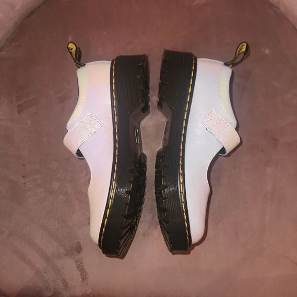 Dr. Martens Mary Jane Bex Pearl Iridescent Shoes Floral Buckle Youth Size 13
