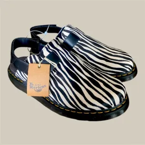 Dr. Martens Men’s US 13 Jorge II cow hair upper slingback zebra black white