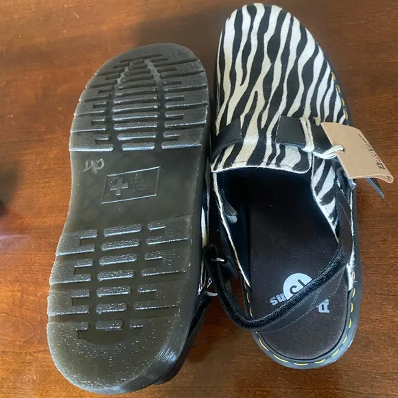 Dr. Martens Men’s US 13 Jorge II cow hair upper slingback zebra black white