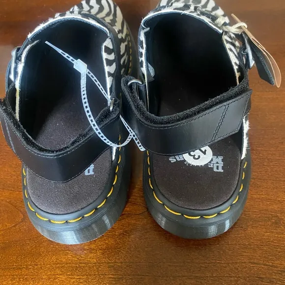Dr. Martens Men’s US 13 Jorge II cow hair upper slingback zebra black white