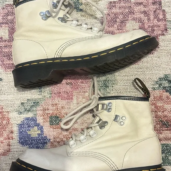 Dr Martens Pascal Virginia Cream Lace-Up  Boots