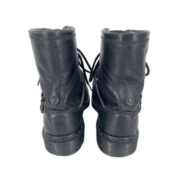 Dr. Martens Triumph Black Size 7 Boots Soft Leather Lace &amp; Buckle