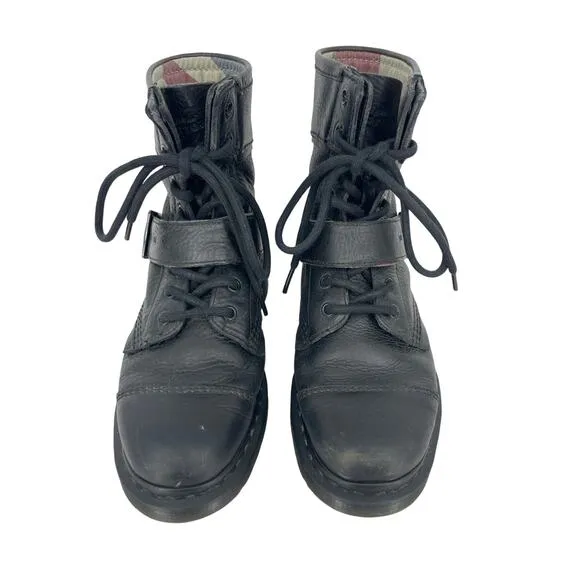 Dr. Martens Triumph Black Size 7 Boots Soft Leather Lace &amp; Buckle