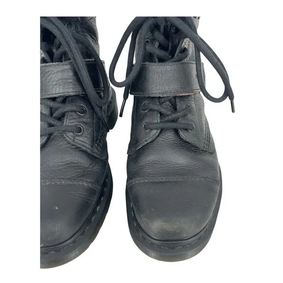 Dr. Martens Triumph Black Size 7 Boots Soft Leather Lace &amp; Buckle