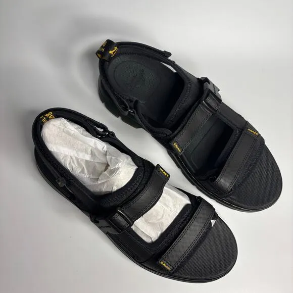 Dr. Martens Unisex Forster Webbing Sandals in Black Poly Rip Stop   Element