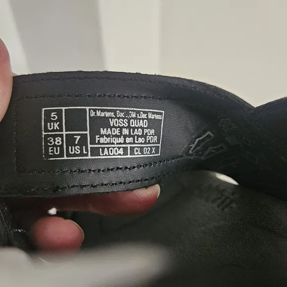 Dr. Martens Voss Quad Black Hydro Leather Platform Doc Sandals - Women's Size 7