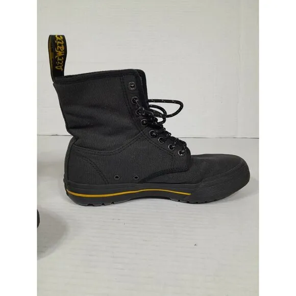 Dr Martens Winsted Black‎ Canvas 8 Eye Lace Up Boots Men Sz 6 Womrn Sz 7 Rare