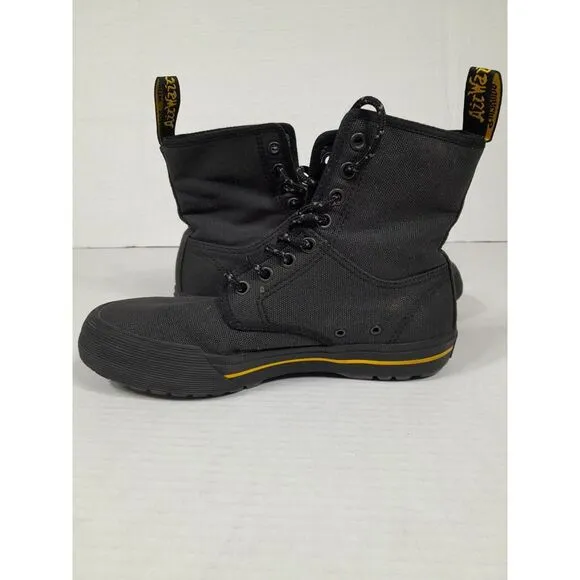 Dr Martens Winsted Black‎ Canvas 8 Eye Lace Up Boots Men Sz 6 Womrn Sz 7 Rare