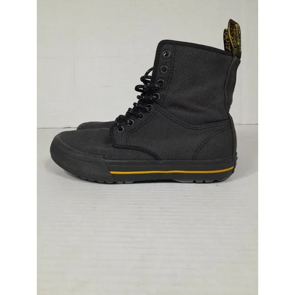 Dr Martens Winsted Black‎ Canvas 8 Eye Lace Up Boots Men Sz 6 Womrn Sz 7 Rare