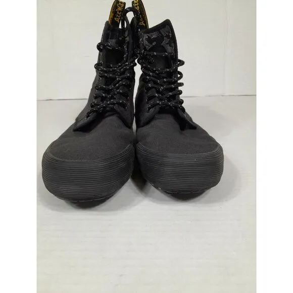 Dr Martens Winsted Black‎ Canvas 8 Eye Lace Up Boots Men Sz 6 Womrn Sz 7 Rare