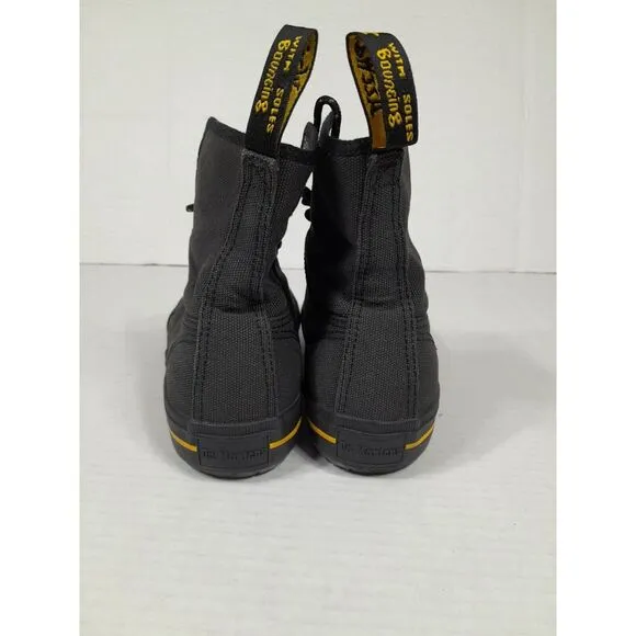 Dr Martens Winsted Black‎ Canvas 8 Eye Lace Up Boots Men Sz 6 Womrn Sz 7 Rare