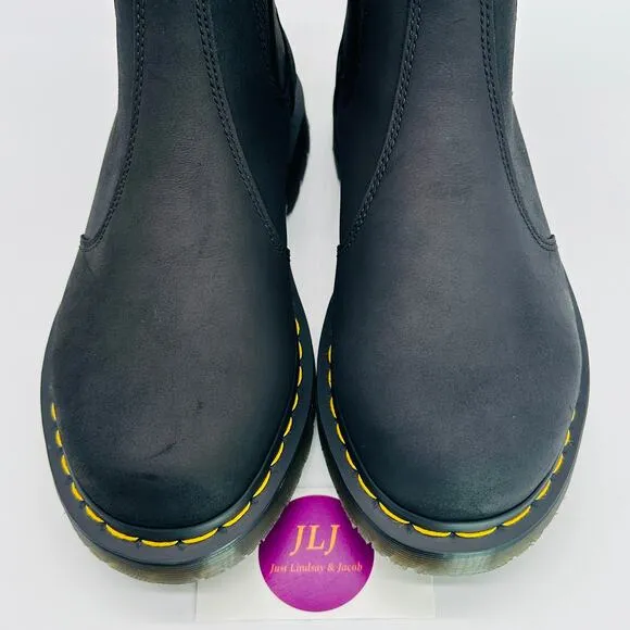 Dr. Martens Women's 2976 WG Black Outlaw Leather WinterGrip Chelsea Boots Size 8