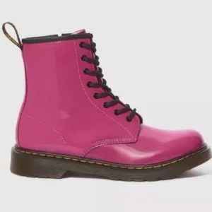 Dr. Martens Youth (Size 3) Girl's Hot Pink Leather Upper Lace Up Delaney Boots